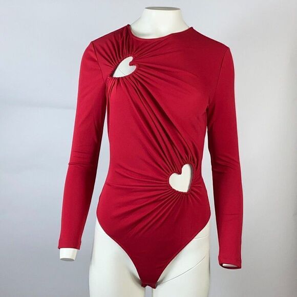 ZARA CUT OUT FITTED BODYSUIT TOP HEARTS - Picture 5 of 14